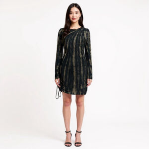Pam & Gela Tie Dye Twisted Dress in Black & Grey - Petite